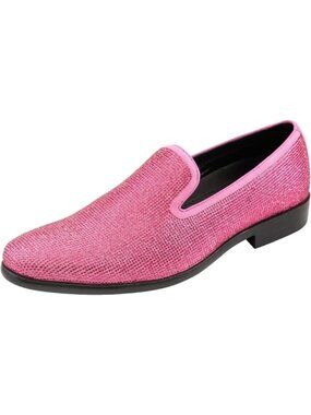 Amali Men's Fuchsia Velvet Tuxedo Loafers Slip On Formal Wedding Dress Shoes
